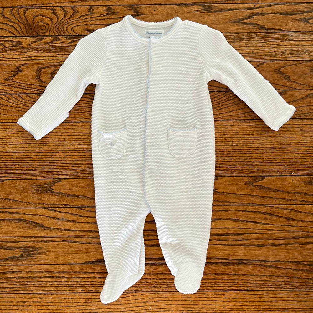 Ralph Lauren White Kids One Piece Footie